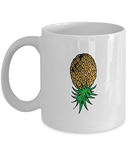 Kaffee- und Teetasse mit Swinger-Symbol, Upside Down Ananas-Code von Raintree Mugs