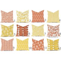 Kissen Für Den Außenbereich Oder Maßgefertigter Innenbezug - Yellow Spice Rust Terracotta Orange Designer Modern Mehrere Größen 18 X 18, 16X16, 20X20 von RainyDayDivineLLC