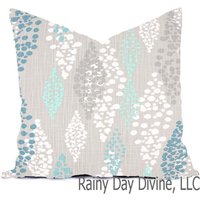 Kissenbezüge Custom - Französisch Grau Aqua Türkis Küstenweiß Geotraditional Modern Alle Größen 16x16 18x18 Werfen Toss Akzent Kissen von RainyDayDivineLLC