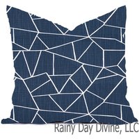 Kissenbezüge Individuell - Blau Denim Navy Rot Rost Gebrannt Weiß Geometrisch Traditionell Modern- Alle Größen 16x16 18x18 Throw Toss Accent Pillow von RainyDayDivineLLC