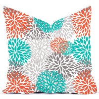 Outdoor Kissen Oder Indoor Custom Cover - Ocean Spa Türkis Lachs Orange Weiß Modern Geometrisch 18x18, 16x16 von RainyDayDivineLLC