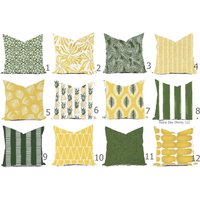 Outdoor Kissen Oder Indoor Custom Cover - Yellow Spice Tropic Green Designer Modern Mehrere Größen 18 X 18, 16X16, 20X20 von RainyDayDivineLLC