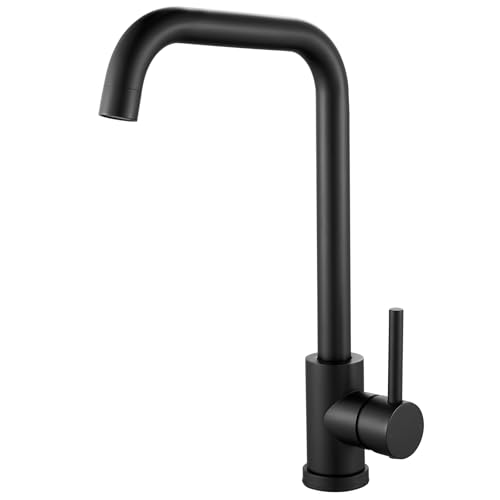 Schwarz Wasserhahn Küche aus Edelstahl, Rainysprit Küchenarmatur Mischbatterie Küche, 360° Drehung Armatur Küche Einhebelmischer Spültischarmatur Küche mit Hoher Auslauf (268mm), G3/8 Anschlüssen Schwarz Wasserhahn Küche aus Edelstahl, Rainysprit Küchenarmatur Mischbatterie Küche, 360° Drehung Armatur Küche Einhebelmischer Spültischarmatur Küche mit Hoher Auslauf (268mm), G3/8 Anschlüssen von Rainysprit