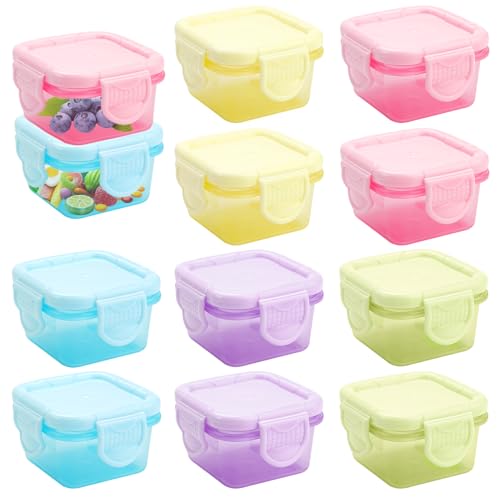 10 Stück 60ml Kleine Gefrierdosen Dosen mit Deckel Plastik, Auslaufsichere Frischhaltedosen Klein Set, Vorratsdosen Klein Mikrowellengeeignet, Mehrweg Soßen Behälter für Gewürze, Marmelade, Saucen von Rairsky