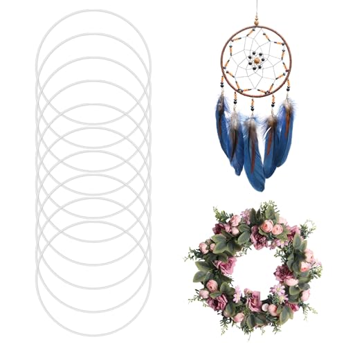 10 Stück Weiß Beschichtet Metallringe Deko Ringe zum Aufhängen Traumfänger Drahtringe, Metallringe zum Basteln 20cm, Bastelringe Metallring Floristik Dekoringe zum Hängen Basteln Deko Ringe Hoops von Rairsky