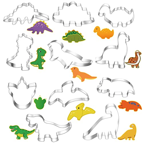 11 Stück Dino Ausstecher Ausstechformen Tiere Keksausstecher Dinosaurier Plätzchen Ausstecher Edelstahl Dino Ausstecher Brot Mehrfachform für DIY Fondant Kinder Geburtstag Party Kekse Fondant von Rairsky