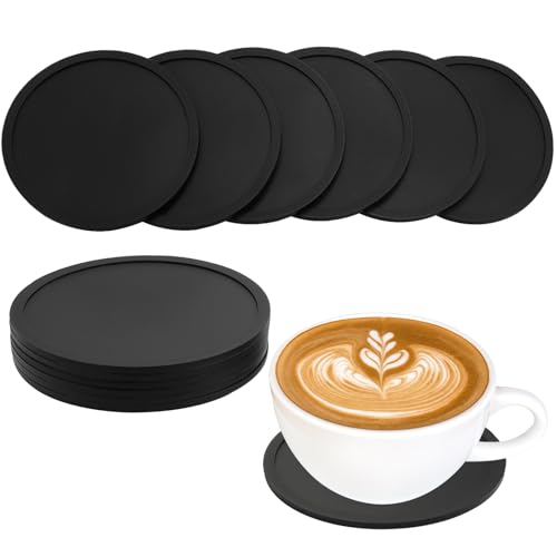 12 Stück 10 cm Untersetzer Gläser Silikon, Glasuntersetzer Silikon Schwarz Rund, Utschfest Und Isoliert Glas Becher Untersetzer für Getränke, Kaffeetassen, Bar, Tassen 12 Stück 10 cm Untersetzer Gläser Silikon, Glasuntersetzer Silikon Schwarz Rund, Utschfest Und Isoliert Glas Becher Untersetzer für Getränke, Kaffeetassen, Bar, Tassen von Rairsky
