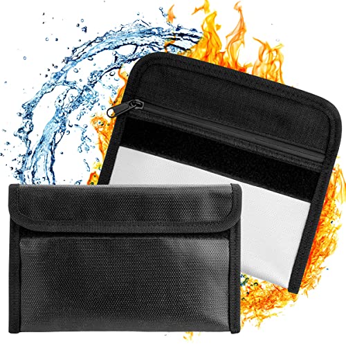 2 Stück ​Feuerfeste Taschen mit Reißverschluss（21 x 14cm),Hohe Temperaturbeständigkeit bis 1371°C,Dokumententasche Feuerfest Wasserdicht für Dokumente, Pässe, Bankkarten, Geld,Schwarz, Grau von Rairsky