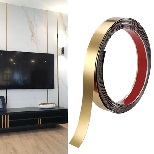 20 mm x 5 m Zierleisten Selbstklebend Gold, Edelstahl Zierleisten Wand, Wandleisten Selbstklebend Deko, Stuckleisten Deckenleisten Zierleiste Selbstklebend Flexibel,Leisten für Decken, Boden, Wand von Rairsky