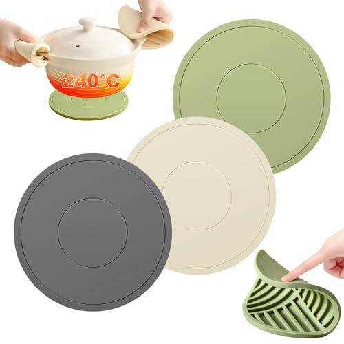 3 Stück Silikon Untersetzer Topf Rund, 16cm Topfuntersetzer Silikon, Multifunktionale Topfmatte aus Silikon, Langlebig, Wasserdicht und rutschfest, Geeignet für Töpfe, Teekannen und Schüsseln von Rairsky