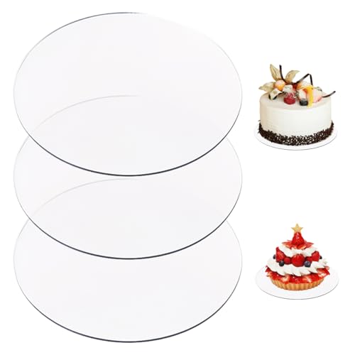 3 Stück Tortenplatte Rund 16cmx3mm, Transparent Cake Board Rund, Tortenunterlage Rund Acryl Wiederverwendbar, Cakeboard Rund Acryl, Kuchenplatte Rund Acryl für Kuchenaufbewahrung und DIY Basteln von Rairsky