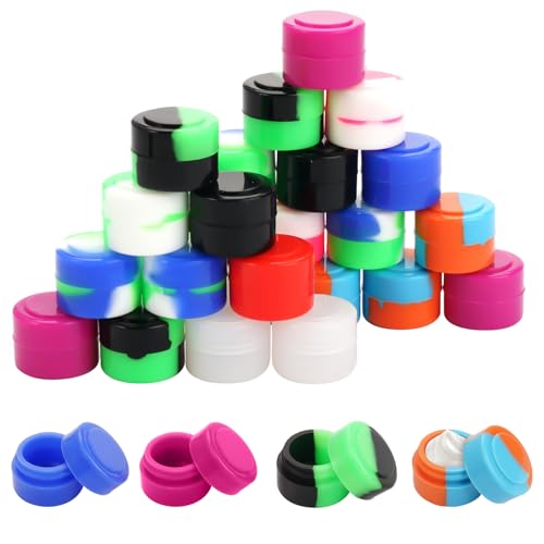 30 Stück 2ML Silikon Wachs Behälter, Mini Runde Silikon Wachs Behälter, Multi-Coloured Rund Silikon Behälter, runde kleine silikondose, Antihaft Wachsbehälter für die Lagerung von Lebensmitteln von Rairsky