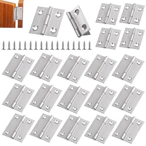 30 Stück kleine Scharniere-25x24x0.8mm,1 Zoll Qualitäts-Möbelscharniere für Holztüren,Edelstahl -Türscharniere,Schrank Scharnier,Mini Scharniere Schranktür(120 Stück Schrauben) von Rairsky