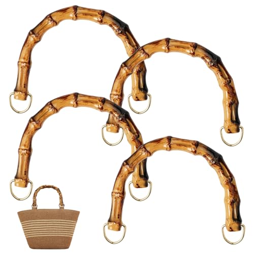 4 Stück Handtaschengriffe aus Bambus, Bambusgriffe für Taschen 15,5cm, U-Form Henkel für Taschen, Bambus Handtaschen Henkel Ersatz für Handtasche Griffe, DIY Tasche Zubehör, Handgemachte Handtaschen von Rairsky