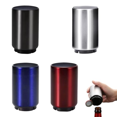 4 Stück Magnetischer Automatischer Flaschenöffner Push-Down-Öffner Aluminium, Automatischer Bierflaschenöffner aus Edelstahl für Männer zum Öffnen von Kronkorken-Flaschen, Küchenzubehör,Bieröffner von Rairsky