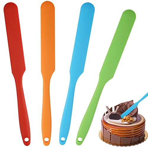 4 Stücke Teigschaber Silikon Klein, Bunt Silikon Spatel set mit Bequemer Griff, Teigspachtel Antihaft Gummi Schaber, Hitzebeständig, BPA Frei, für Kochen und Backen (Rot, Grün, Blau,Orange) von Rairsky