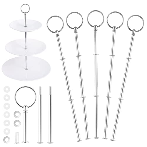 5 Pack Etageren Stangen, Etagere Stangen Set, Etagere Bausatz, Etageren Stangen Set Silber, Metallstangen, Hochzeitstorte Tortenständer 3 etagen, für Obsttablett, Snackteller (Platte Nicht enthalten) von Rairsky