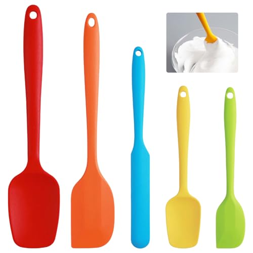 5 Stück Teigschaber Silikon Klein Set, Spatula Silicone, Robuste Hitzebeständiges Silikon Schaber, Silikon Kochlöffel, Mehrfarbig Silikonspatel Set, Silikon Spatel Küche zum Cocinar, Asar, Freír von Rairsky