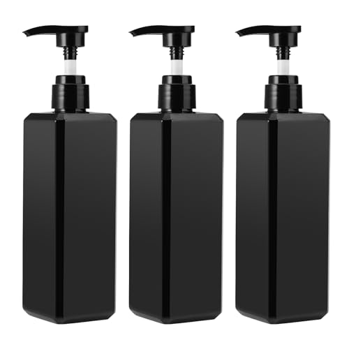 500ML Lotion Dispenser Quadratisch, 3 Stück Seifenspender Glas Schwarz matt, Pumpflaschen für Shampoo Mehrweg Shampoo Dispenser Pumpspender Shampoo für Flüssige Shampoo Lotionen Küche Bad von Rairsky