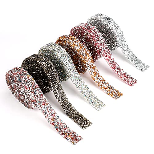 6 Rollen Harz Diamant Band Kristall Strassband Funkelndes 1,5 cm Breit Glitzerband Klebend Selbstklebende,klebeband Glitzer DIY Dekoration, Bling Strasssteine Band Rolle Für Dekorative Kleidung von Rairsky