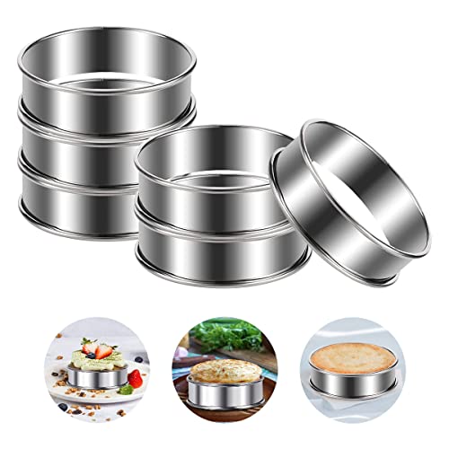 6 Stück Dessertringe 8cm Servierringe Edelstahl Set, Pancake Form Spiegeleierformen für die Pfanne, Rund Tortenring Klein Eierringe, Crumpet Rings, Backringe Kuchenring Formen für Backen Spiegeleier von Rairsky