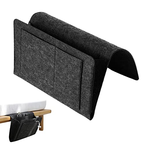 Bett Organizer, Filz Betttasche zum Einhängen, Sofa Organizer Sofa Anti-Rutsch Nachttisch Tasche, Bettorganizer Einhängen bedside organizer für Handy, iPad, Brille, Buch, Fernbedienung (Schwarz) von Rairsky