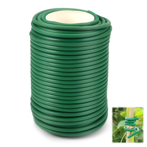 Bindedraht Ummantelt Grün 3,5mm, Pflanzendraht Gartendraht Gummiert, 20 m Weicher Pflanzen Draht, Pflanzendraht Gummiert, Pflanzendraht Blumendrah zum Anbinden von Kletterblumen und Gartengewächsen von Rairsky