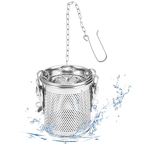 Teesieb für Losen Tee Gewürzsieb Zum Mitkochen Teesieb Groß 304 Rostfreiem Edelstahl mit Deckel Teeei für Losen Tee Sieb Gewürzkugel mit Kettenhaken für Losen Tee Mulling Gewürze Kochzubehör von Rairsky