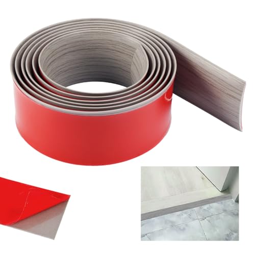 Rairsky PVC Übergangsschiene 2m x 5cm, Selbstklebend, Vinyl, Wasserdicht, Türschwellenleiste, Teppich zu Fliesen, Grau von Rairsky