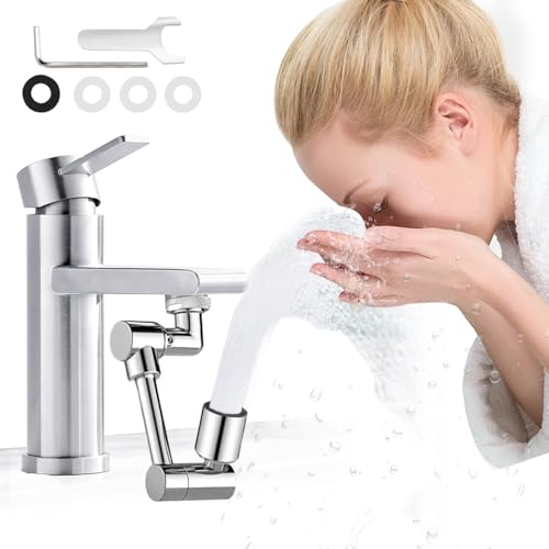 Raisand Drehbarer Wasserhahn Aufsatz Schwenkbar 1440°WasserhahnverläNgerung VerläNgerung KüChe, Tap Extension Rotating Tap Attachment Schwenkbarer Aufsatz Zwei Wasserablassmodi Eignen von Raisand