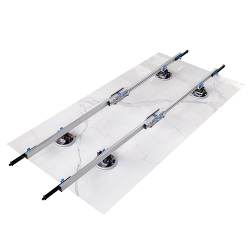 Raizi CarriX Verstellbare Schienen 1340-2400mm Teleskop Großformat Fliesenheber Trägersystem mit 4x 200mm weißen Silikon Vakuum Saugkissen von Raizidom