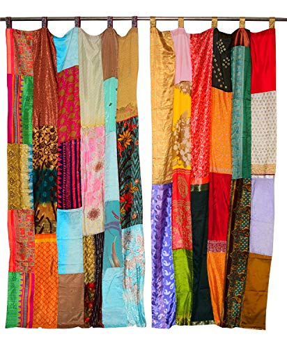 Indischer Vintage-Sari-Patchwork-Vorhang und Vorhänge, Fenster, Heimdekoration, 6 Stück (sortiert) von Rajbhoomi
