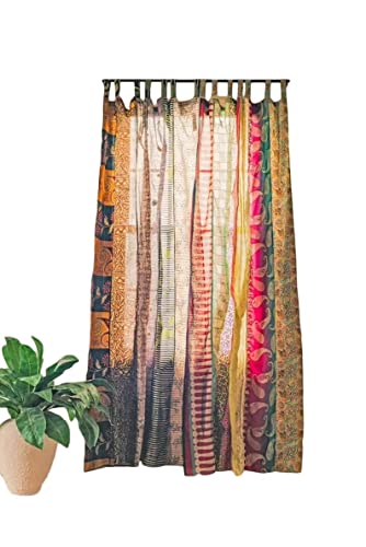 Rajbhoomi handicrafts Bunte Vorhänge, lichtfilternd – Boho-Vorhänge, Betthimmel, Wandteppich oder Fensterdekoration, Shree-Paneele, Mehrfarbig (84 x 43 Zoll) von RAJBHOOMI HANDICRAFTS