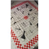 Vintage Retro 1980Er Schach Print Motiv Tischdecke/Karierte Tischwäsche Geschenk Für Schachfans von RajooniKiosk