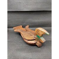 Antike Holz Handgefertigt Puder Kumkum Box Alt Schöne Vogelform Feder Geschnitzt Tikka Farbe Gewürzdose Sammlerstück von RajputanaAntiques