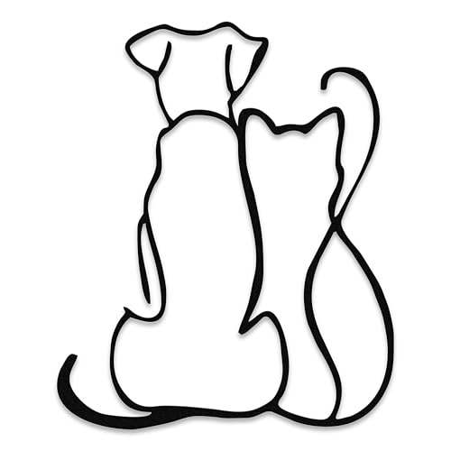 Rajukit Minimalistische Wanddekoration aus Metall mit Hund und Katze, Haustier-Linie, Kunstdekor für Tierliebhaber, Hunde- und Katzen-Wanddekor-Set für Wohnzimmer, Kinderzimmer Rajukit Minimalistische Wanddekoration aus Metall mit Hund und Katze, Haustier-Linie, Kunstdekor für Tierliebhaber, Hunde- und Katzen-Wanddekor-Set für Wohnzimmer, Kinderzimmer von Rajukit