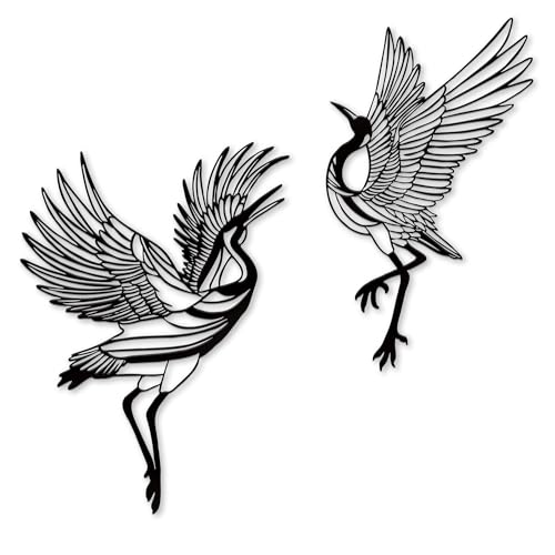 Rajukit Set aus 2 Metall-Kranichen, Reiherkunst, einzigartige Outdoor-Dekoration, Wohnzimmer, Schlafzimmer, Kunst, anmutige Vögel, Wandkunst, traditionelle japanische Wandkunst, ausgezeichnetes Rajukit Set aus 2 Metall-Kranichen, Reiherkunst, einzigartige Outdoor-Dekoration, Wohnzimmer, Schlafzimmer, Kunst, anmutige Vögel, Wandkunst, traditionelle japanische Wandkunst, ausgezeichnetes von Rajukit