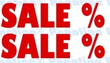 2x Sale% Aufkleber Schaufenster Reduziert Ausverkauf WSV SSV ca. je 50 cm Aufkleber Sticker Schaufensterwerbung Werbung Deko von Rakelfix
