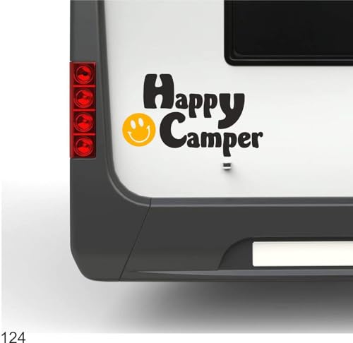 Happy Camper Emoji ca 30cm Hochwertiger Wohnmobil Aufkleber Camper Wohnwagen Womo Mobile von Rakelfix