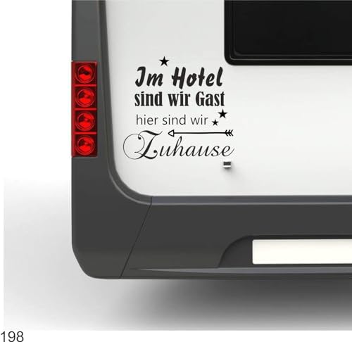 Im Hotel sind wir Gast, Hier sind wir Zuhause Typ 3 mit Pfeil & Sterrnen Hochwertiger Wohnmobil Aufkleber von Rakelfix