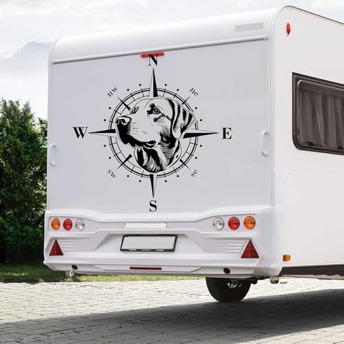 Kompass Labrador Retriever Aufkleber Sticker Größe&Farbe wählbar Hund HundeDog Wohnmobil Caravan Autoaufkleber Sticker Kompassrose Windrose Camper Auto von Rakelfix