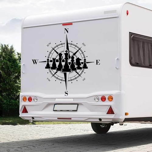 Kompass Schach Dame Bube König spielen Aufkleber Sticker Autoaufkleber Größe/Farbe WÄHLBAR Camper Caravan Auto Chess von Rakelfix