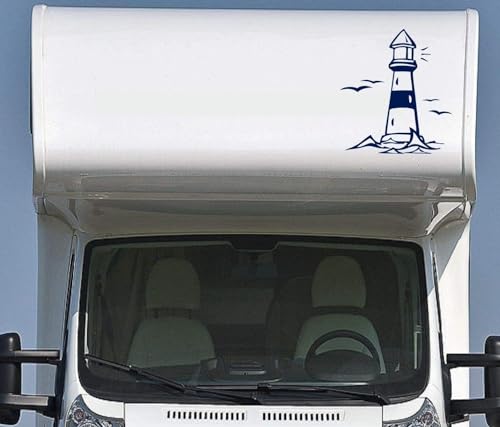Schöner Leuchtturm Aufkleber mit Möwen und Wellen Sticker Camping Urlaub Womi Wowa von Rakelfix