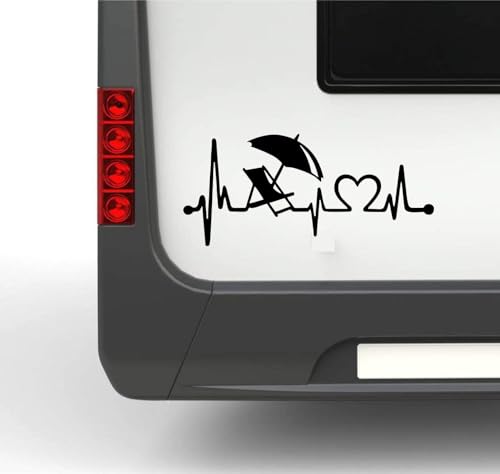 Wohnmobil Wohnwagen Aufkleber Herzschlag Campingstuhl ca 30cm Strand Sticker Autoaufkleber von Rakelfix