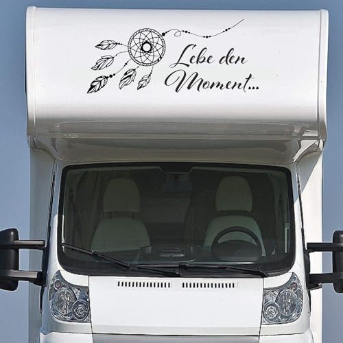 Wohnmobil Wohnwagen Aufkleber Schöner Spruch Typ1 ca 100cm Lebe den Moment mit Traumfänger Sticker Autoaufkleber von Rakelfix