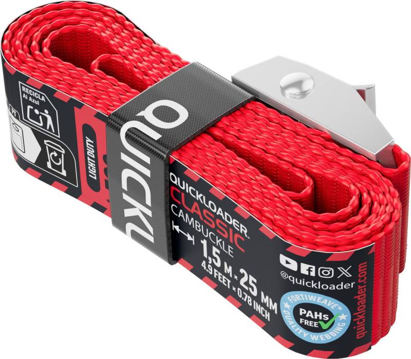 QUICKLOADER® Spanngurt Cambuckle 25 mm x 1,5 m 1 Stück rot von Rakennuskemia