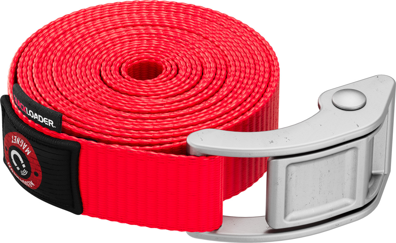 QUICKLOADER® Spanngurt Cambuckle mit Gurtklemme und Magnet 25 mm x 4 m 1 Stück rot von Rakennuskemia
