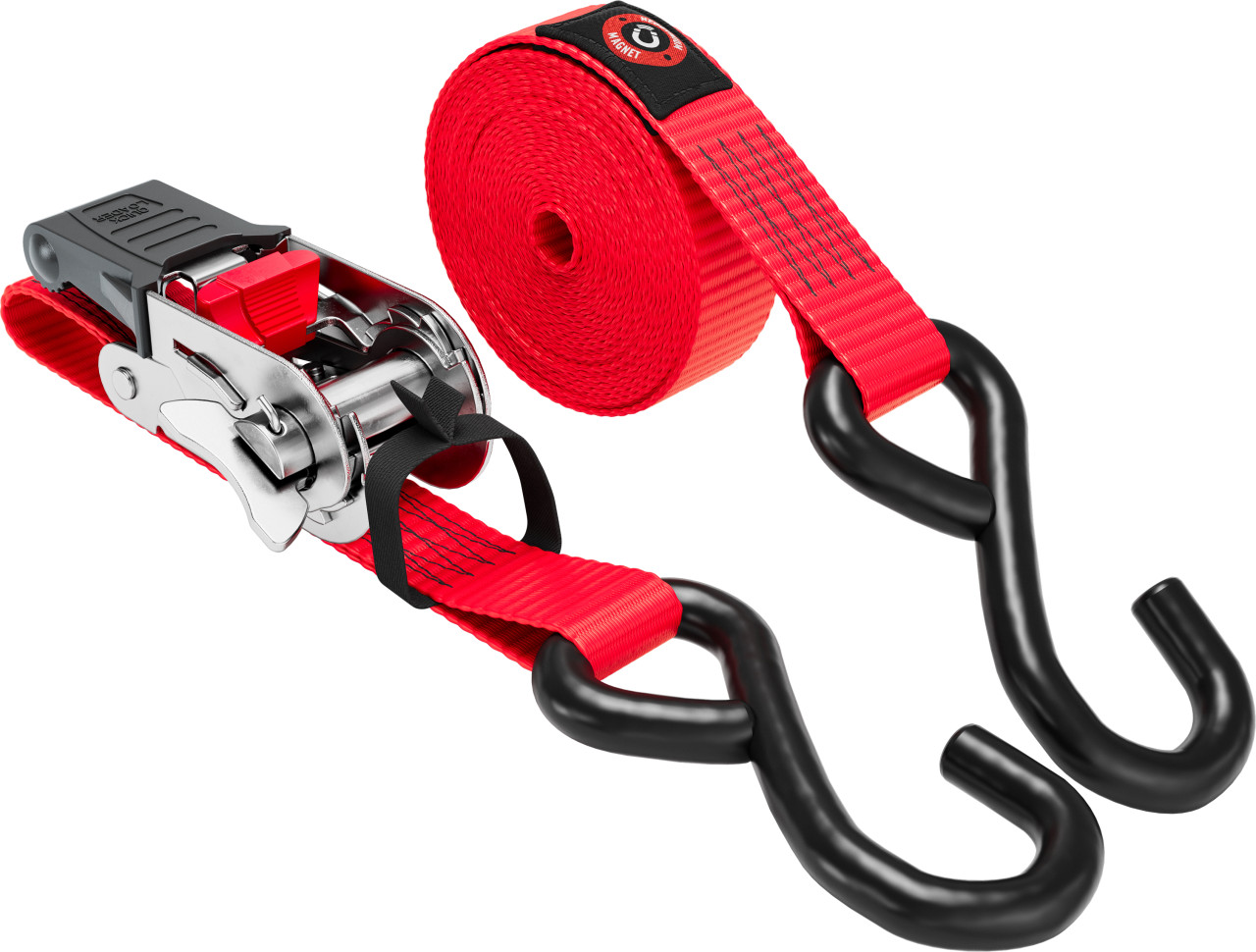 QUICKLOADER® Spanngurt mit Magnet 25 mm x 4,5 m 1 Stück rot von Rakennuskemia