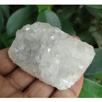 Super Regenbogen Auffällige Druizy Milky White Apophyllite Kaktus Quarz Kristall/Natürliche Schöne Kleine Farbe Blinkender von RakhamaExportsIN