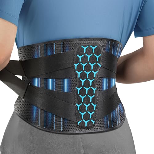 Rakiie Rückenstützgürtel mit Stützstreben Verstellbare Zuggurte und Weiches Atmungsaktives Netzgewebe, Rückenbandage für Rückenschmerzen bei Herren und Damen (Blau, S) Rakiie Rückenstützgürtel mit Stützstreben Verstellbare Zuggurte und Weiches Atmungsaktives Netzgewebe, Rückenbandage für Rückenschmerzen bei Herren und Damen (Blau, S) von Rakiie